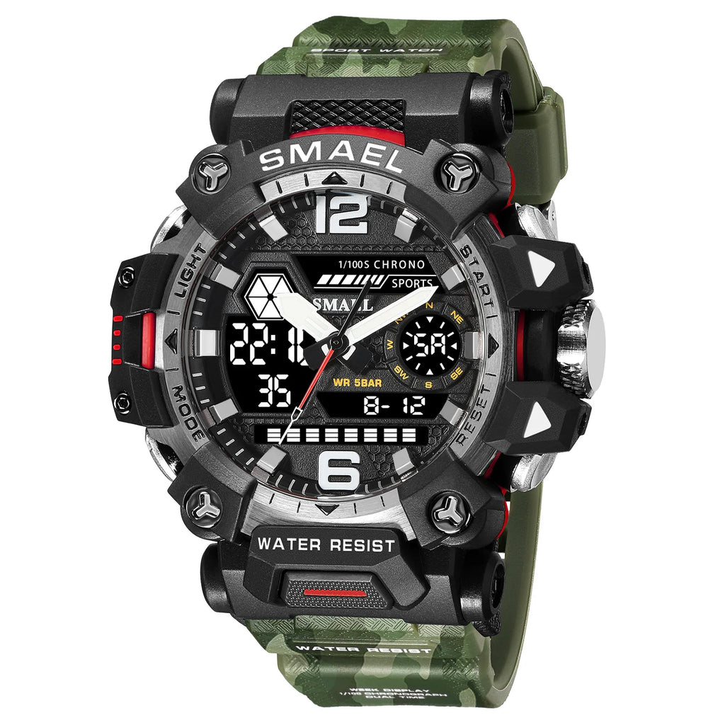 SMAEL Sportuhr 8072 – Wasserdicht, LED-Display & Dual-Time für Männer