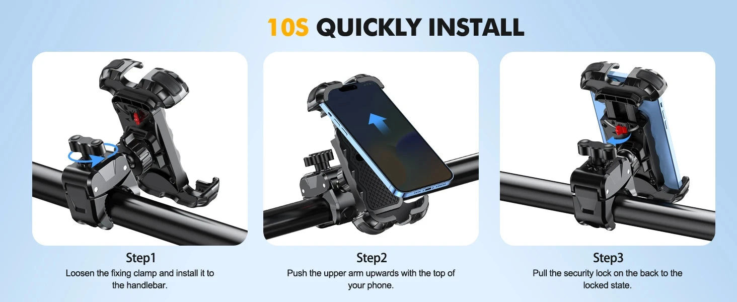 Universal Motorcycle Phone Holder - 360° Rotatable