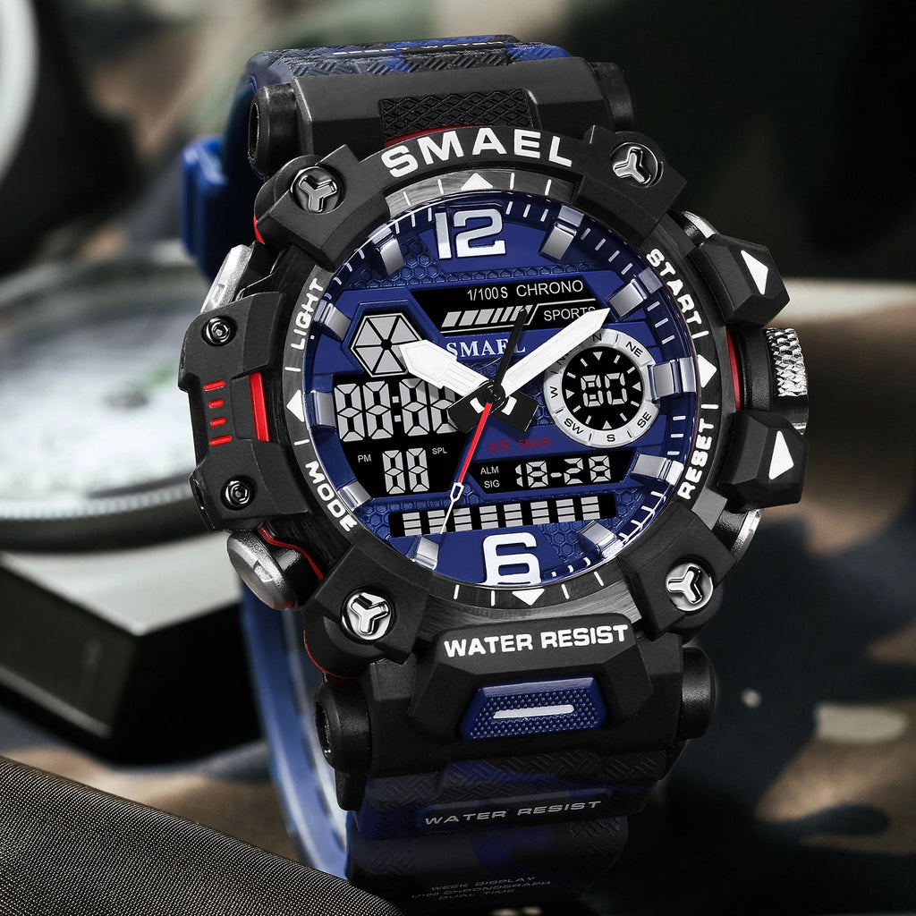 SMAEL Sportuhr 8072 – Wasserdicht, LED-Display & Dual-Time für Männer