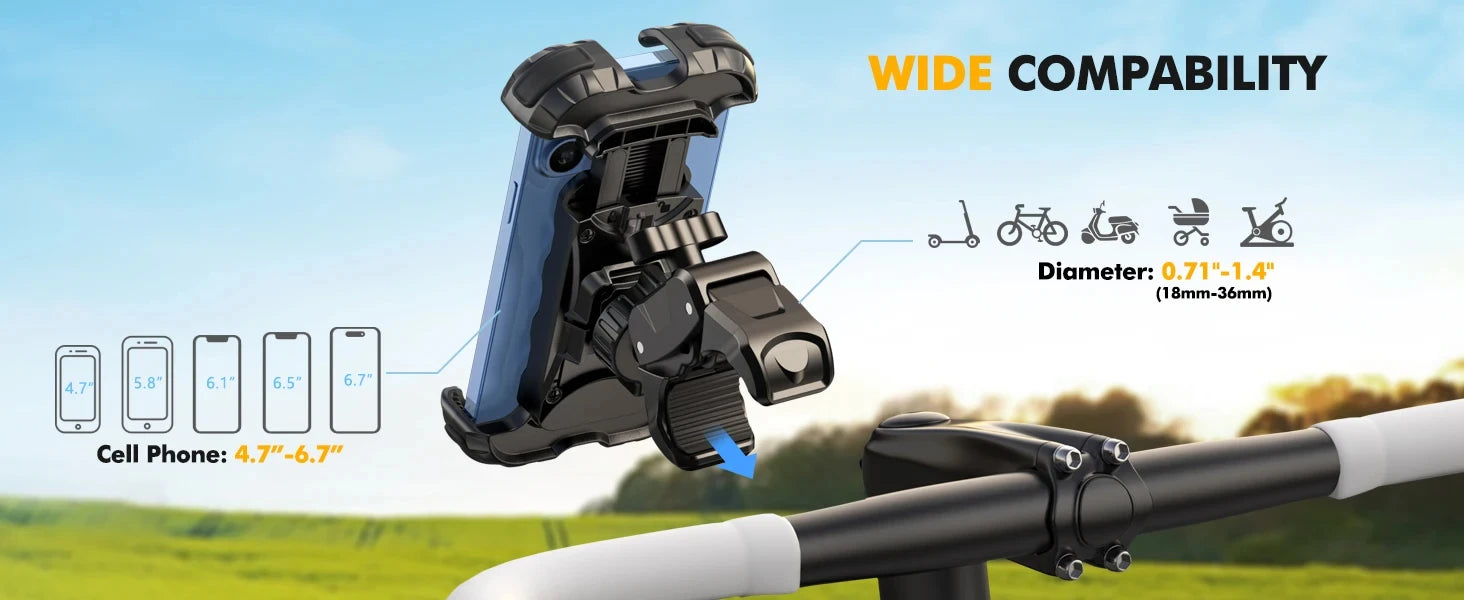 Universal Motorcycle Phone Holder - 360° Rotatable