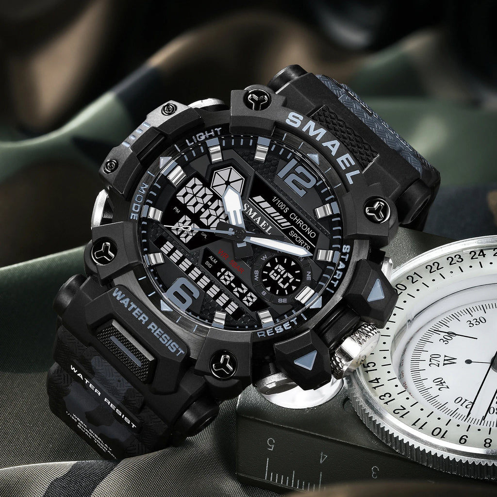 SMAEL Sportuhr 8072 – Wasserdicht, LED-Display & Dual-Time für Männer