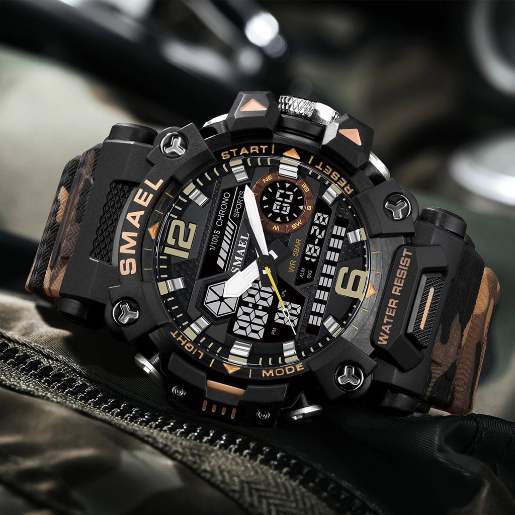 SMAEL Sportuhr 8072 – Wasserdicht, LED-Display & Dual-Time für Männer