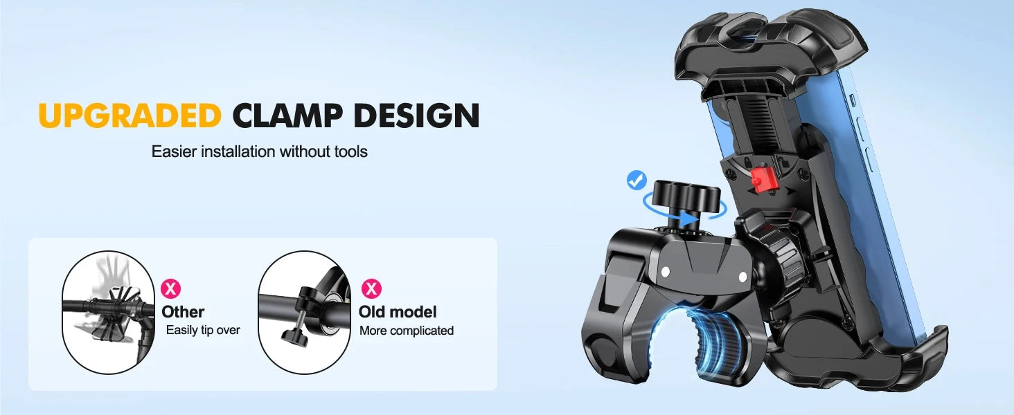 Universal Motorcycle Phone Holder - 360° Rotatable
