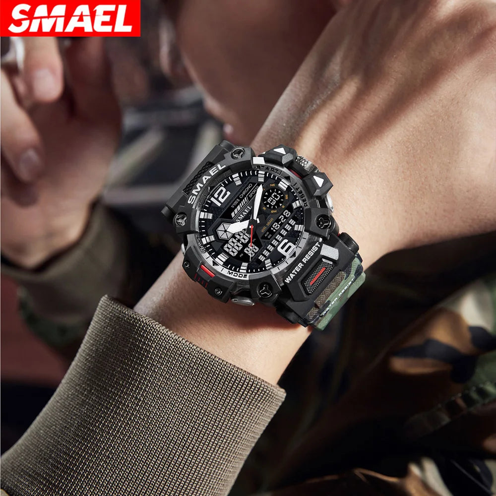 SMAEL Sportuhr 8072 – Wasserdicht, LED-Display & Dual-Time für Männer