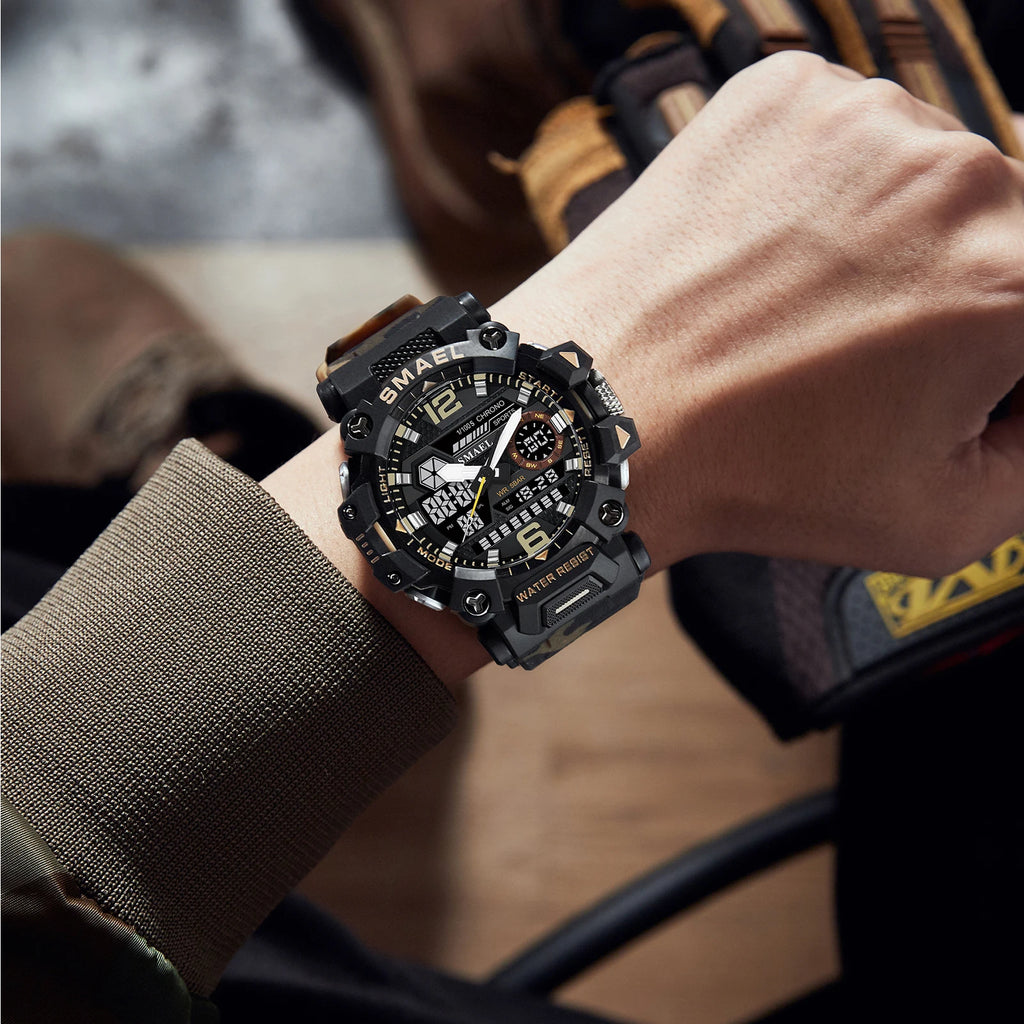 SMAEL Sportuhr 8072 – Wasserdicht, LED-Display & Dual-Time für Männer